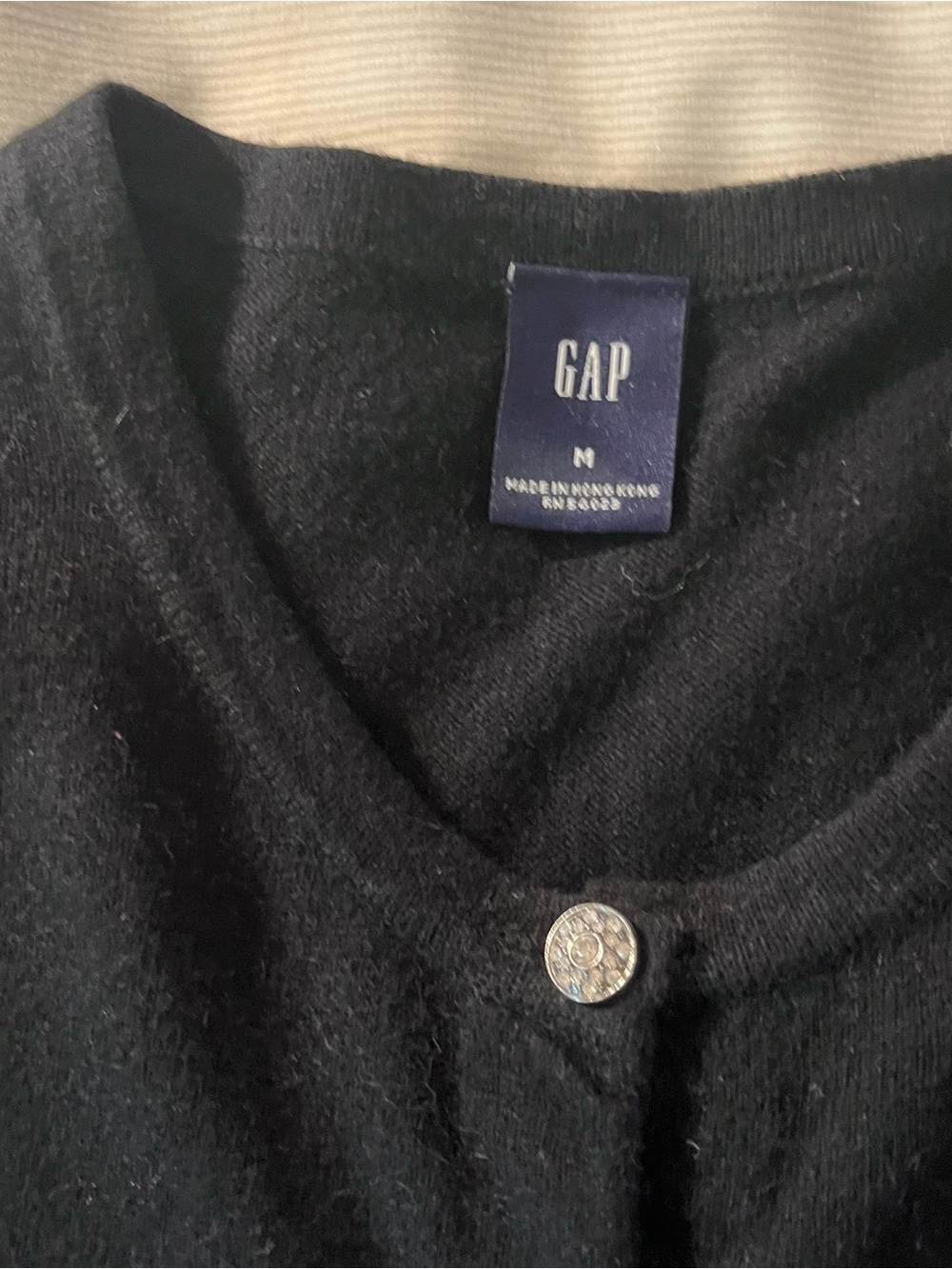 GAP Women's Black Button-Up Cardigan Sweater Rhinestone Buttons Whimsical - Picture 2 of 4